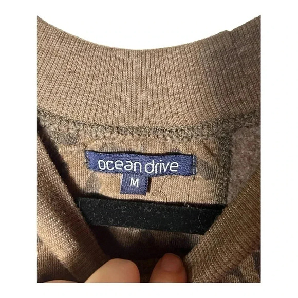 1914. OCEAN DRIVE LONG SLEEVE CROPPED SWEATER BROWN/BLACK LEOPARD PRINT SIZE MED - Picture 5 of 8